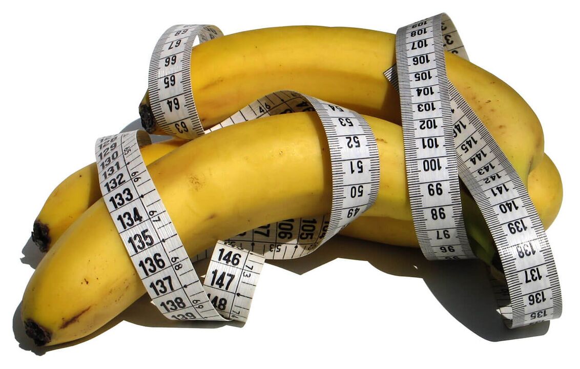 Verhoogde penis - centimeter op bananen